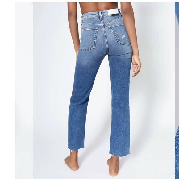 RE/DONE Ultra High Rise Stove Pipe Vintage Indigo Destroy Size 25 - Picture 2 of 14